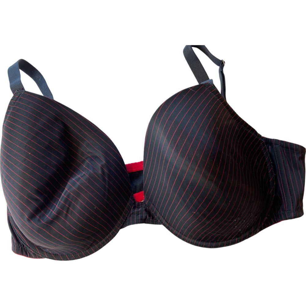 Fredericks of Hollywood Underwired Bra Black Red Striped Womens‎ Full Coverage